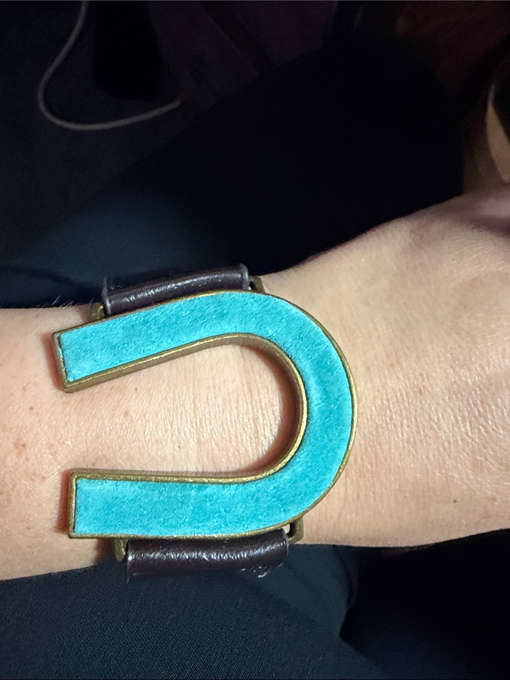 Turquoise Leather Arch Cuff Wristband - Fashion Wearable